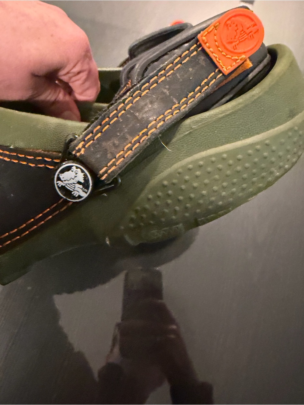 CROCS Men’s Black and Olive Green Slip-On Clog - Picture 3 of 4